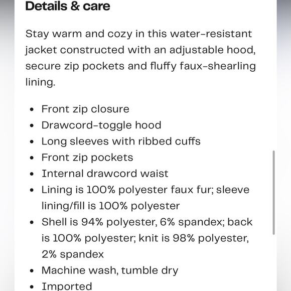 Calvin Klein Flextech Faux Shearling Lined Hooded Jacket Black Size Petite Large - Picture 12 of 12